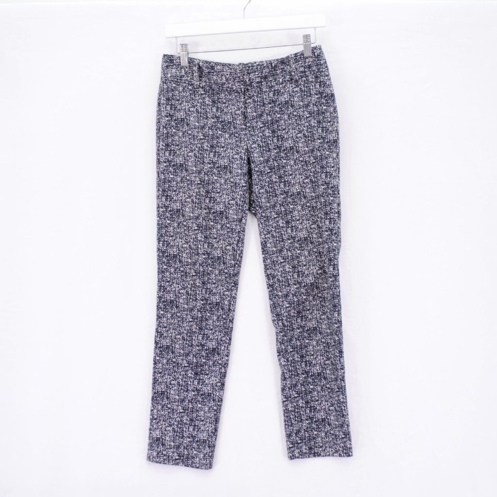 White House Black Market 0 Black White Tweed Pattern Dress Pants 29 / 27 Low Ris